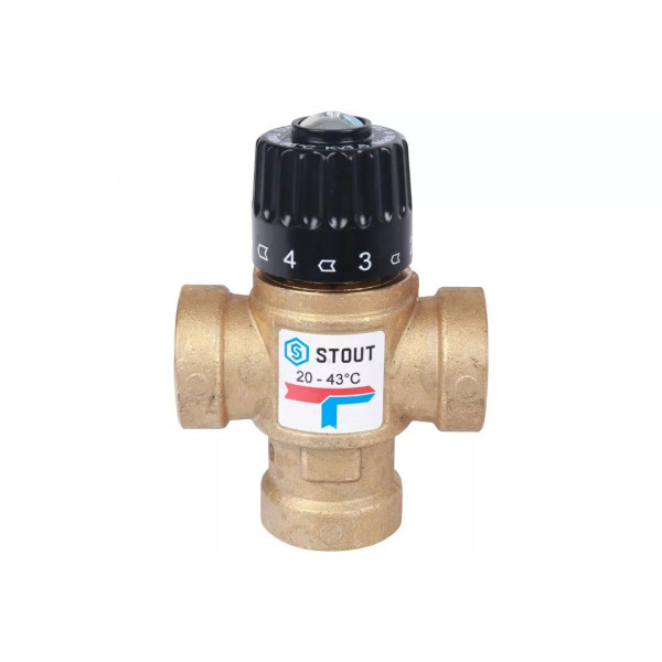 Клапан термостатический смесительный Stout 3/4" ВР 20-43°С KV 1,6 (SVM-0110-164320)