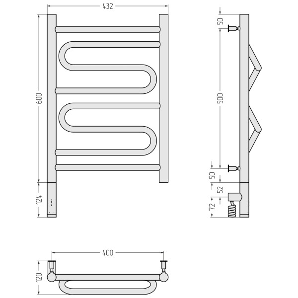 Полотенцесушитель электрический Сунержа Элегия 3.0 600x400 провод слева матовый чёрный (31-5818-6040) Полотенцесушитель электрический Сунержа Элегия 3.0 600x400 провод слева матовый чёрный (31-5818-6040)