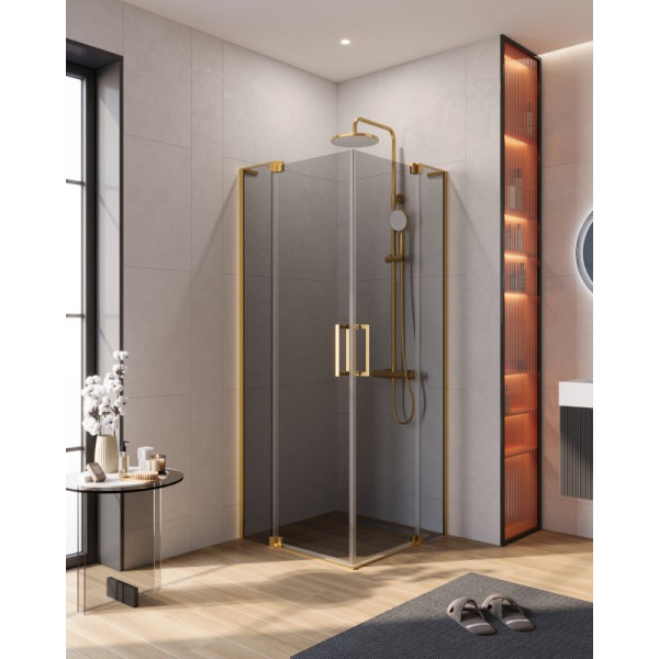 Душевой уголок Cezares Slider 80x80x195 стекло тонированное (графит), профиль брашированное золото (SLIDER-A-2-80/90-GRIGIO-BORO) Душевой уголок Cezares Slider 80x80x195 стекло тонированное (графит), профиль брашированное золото (SLIDER-A-2-80/90-GRIGIO-BORO)