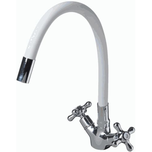 Смеситель для кухни Ex-promt Cross с гибким изливом, хром (Ex102.2-01 white)