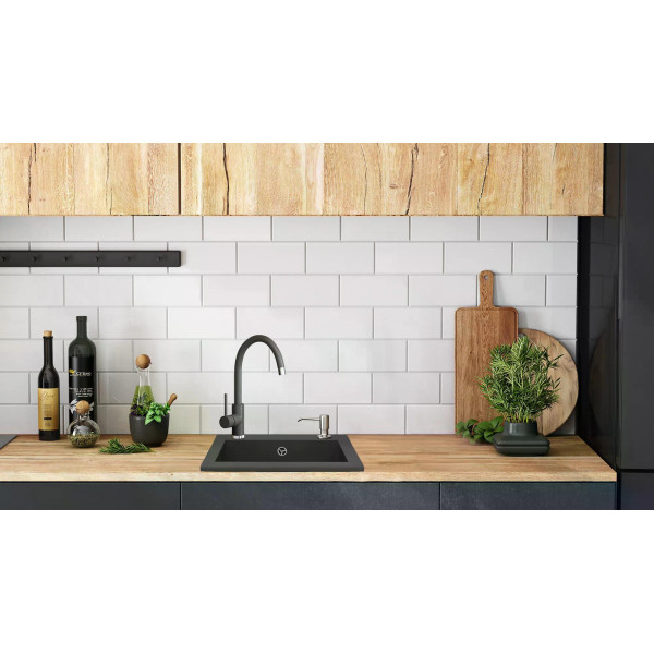 Мойка для кухни Rea west black metalic гранит 48,5x44x17 черная металлик (ZLE-00121)