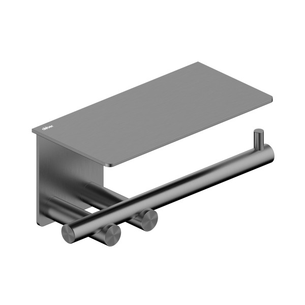 Бумагодержатель с полкой Abber Osten 316 оружейная сталь брашированная (AA1830BGG) Бумагодержатель с полкой Abber Osten 316 оружейная сталь брашированная (AA1830BGG)