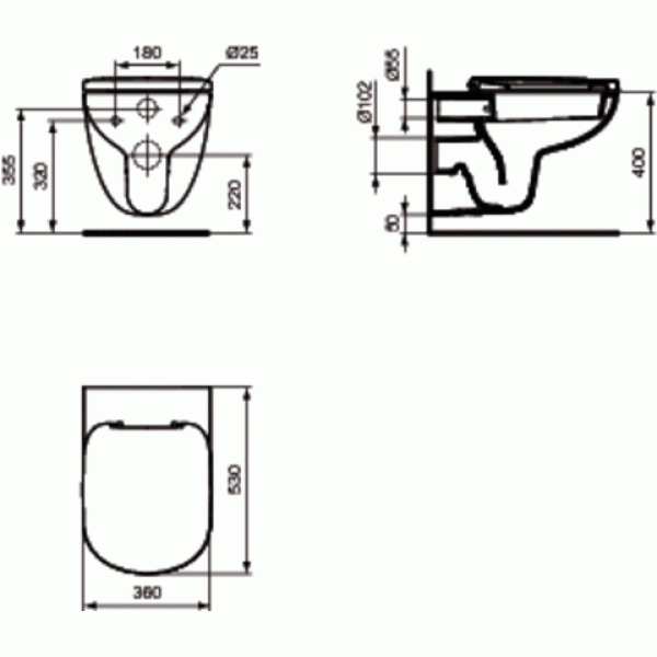 Унитаз подвесной Ideal Standard Tempo 360x400 (T331101)