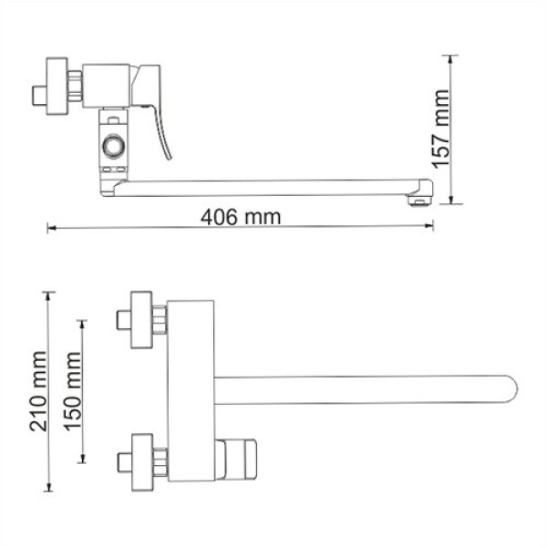 Смеситель для ванны и душа WasserKRAFT Exter с длинным изливом (1602L)