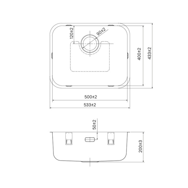 Мойка встраиваемая Iddis Mate 53,3x43,3x20 Mate сифоном графит (MAT53GMi77)