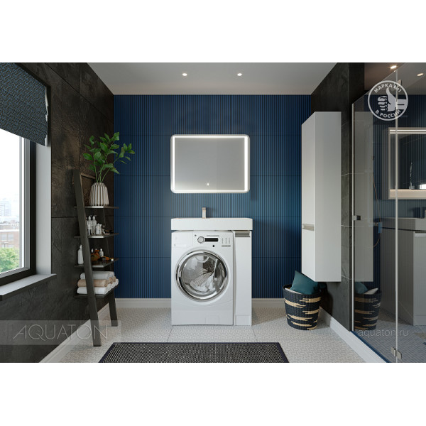 Тумба над стиральной машиной Aquaton 80x49,6x88,2 белая (1A23611LH010)