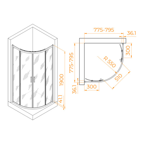 Душевой уголок RGW Passage 80x80 стекло прозрачное, профиль черный (02085188-14) Душевой уголок RGW Passage 80x80 стекло прозрачное, профиль черный (02085188-14)