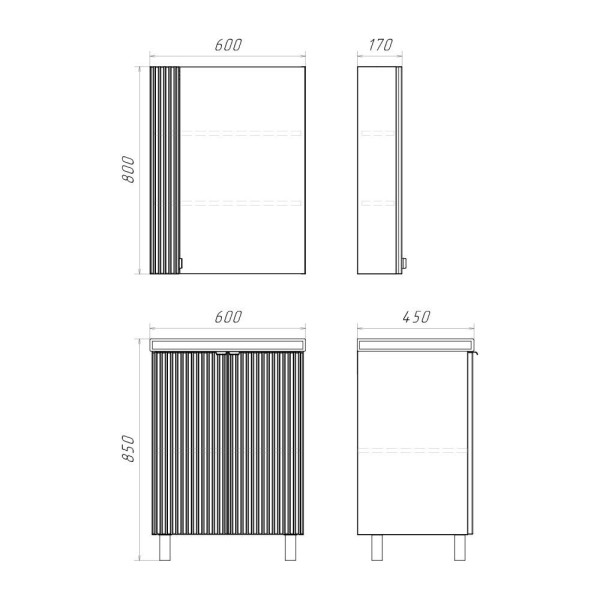 Пенал подвесной Comforty Страсбург 600x800x170 дуб дымчатый (00-00019425)