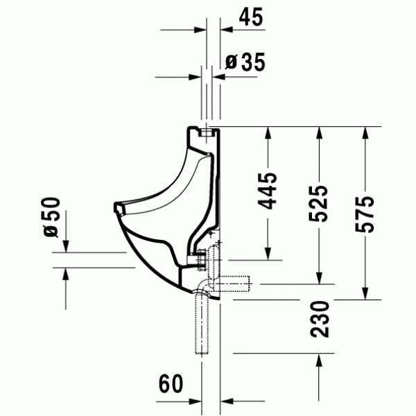 Писсуар подвесной Duravit Starck 3 350х350х575 (0822350000)