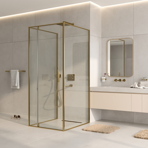 Душевой уголок WasserKRAFT Aisch 90x90x200 стекло прозрачное, профиль золото матовое (55P43) Душевой уголок WasserKRAFT Aisch 90x90x200 стекло прозрачное, профиль золото матовое (55P43)