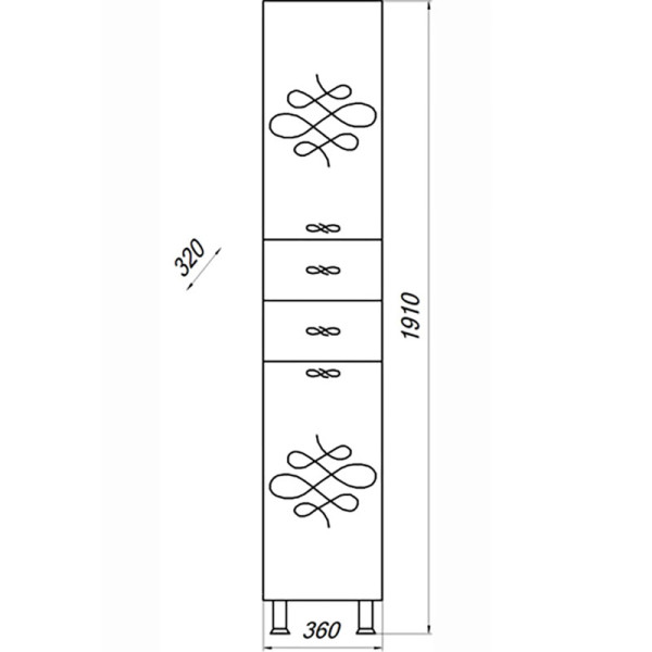 Пенал напольный Melodia Версаль 40 DB2 белый петли слева (MFR14771WT)