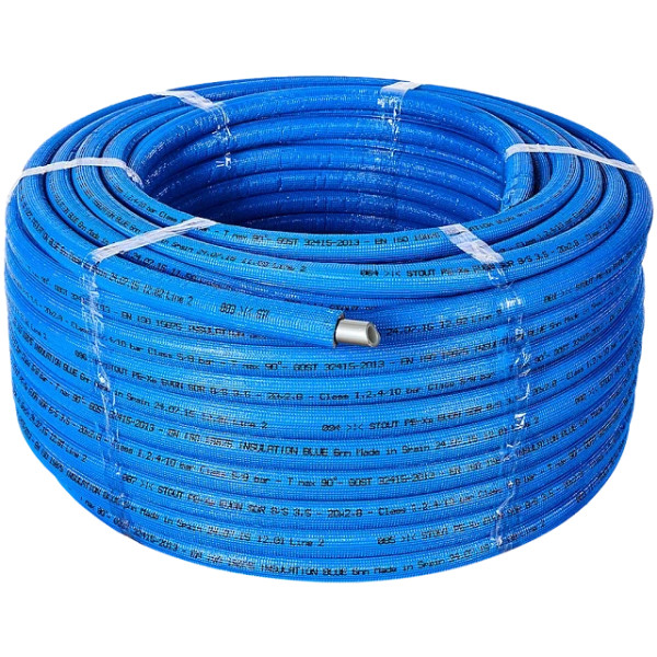 Труба п/э Stout PE-Xa/EVOH 20x2,8 мм (серая, в теплоизоляции (синяя), бухта 100 м) (SPI-0004-002028)