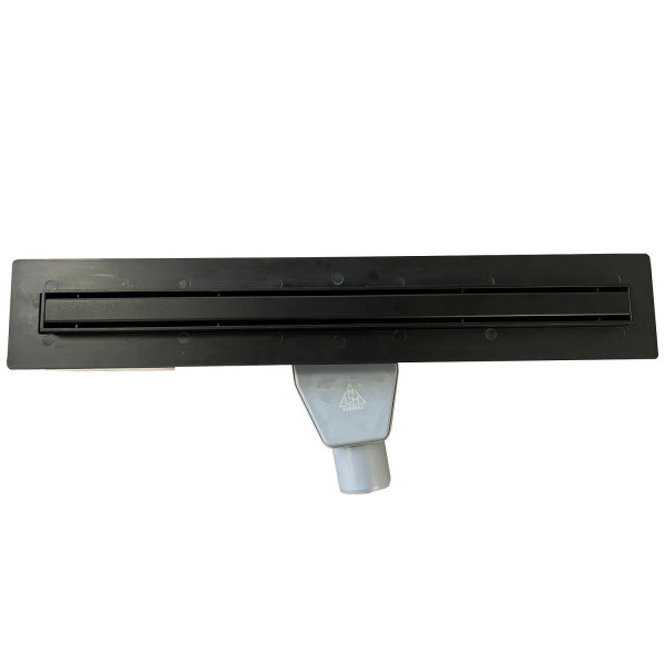 Лоток пластиковый MCH щелевой SLIM LINE решетка и рамка НЕРЖ 800х3,5мм, поворотный сифон D50 черный