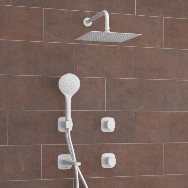 Смеситель для ванны и душа встраиваемый с верхней душевой насадкой, лейкой WasserKRAFT белый (A9551.267.316.146.254.328.156.155)