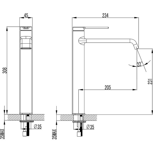 Смеситель для раковины Azario Vincente графит (AZ-VPV168R26AJ)