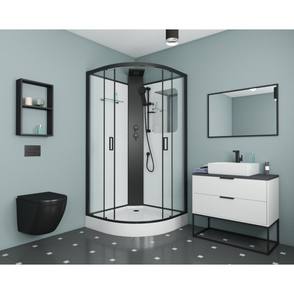 Душевая кабина Grossman 90x90 стекло прозрачное, профиль черный (GR-251) Душевая кабина Grossman 90x90 стекло прозрачное, профиль черный (GR-251)
