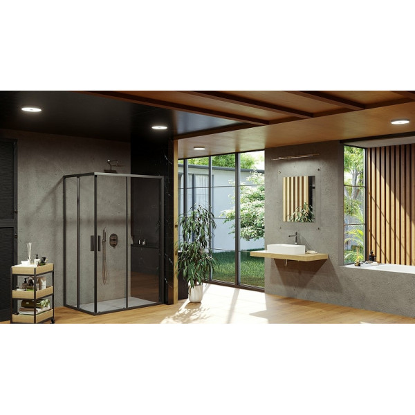 Дверь душевая Ravak Blix 80x195 стекло прозрачное, профиль черный матовый (X1XM4030Z1)