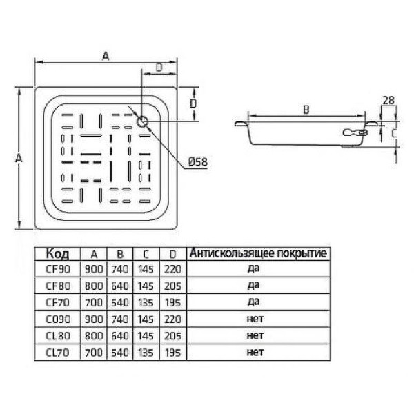 Душевой поддон BLB 70x70x120 белый (CF7) Душевой поддон BLB 70x70x120 белый (CF7)