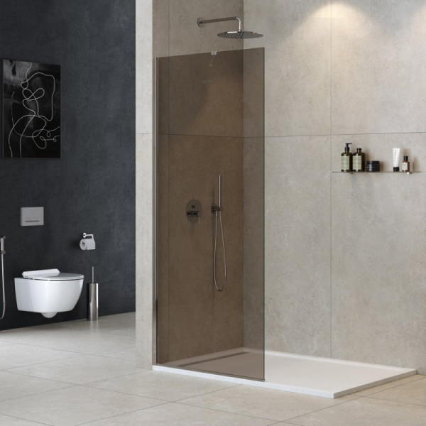 Душевая перегородка Cezares Liberta 80x195 стекло тонированное (бронза), профиль хром (LIBERTA-L-1-TB-80-BR-Cr)