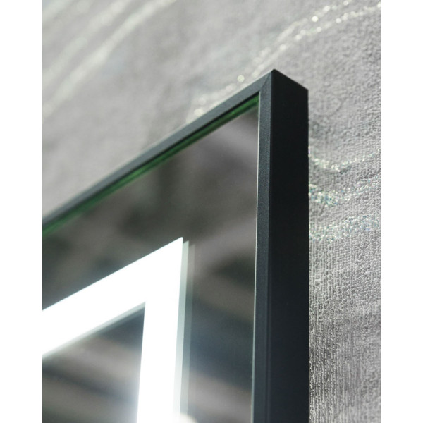 Зеркало BelBagno 800x32x800 в алюминиевой раме со встроенным светильником сенсорным выключателем и подогревом (SPC-KRAFT-800-800-LED-TCH-WARM-NERO)