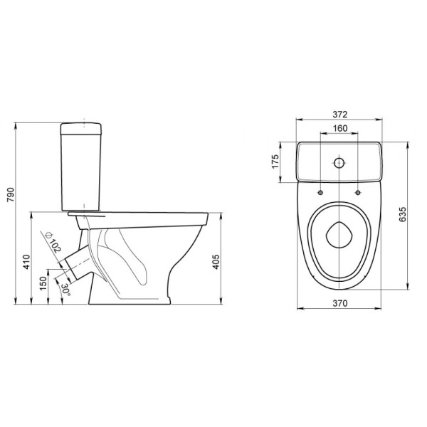 Унитаз-компакт Santeri Форвард Стандарт 635х372х790 (1.P205.2.S00.00B.F)