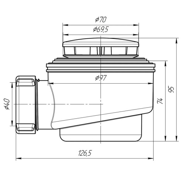 Сифон для душевого поддона АНИ 1 1/2"*50 (h=77 мм.) хром АНИ пласт (E410C)