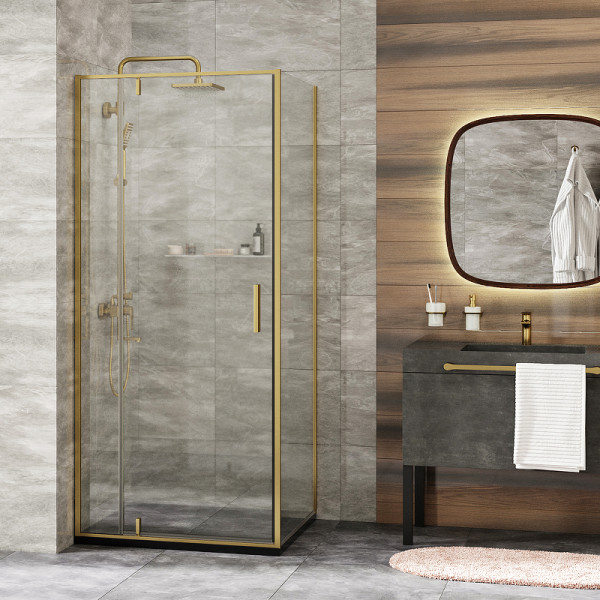 Душевая стенка WasserKRAFT Aisch 55P 90х200 стекло прозрачное, профиль золотой (55P03-RP90) Душевая стенка WasserKRAFT Aisch 55P 90х200 стекло прозрачное, профиль золотой (55P03-RP90)