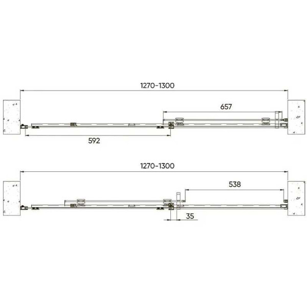 Душевая дверь Veconi VN70 130x195 стекло прозрачное, профиль черный (VN70-130-01-19C4)