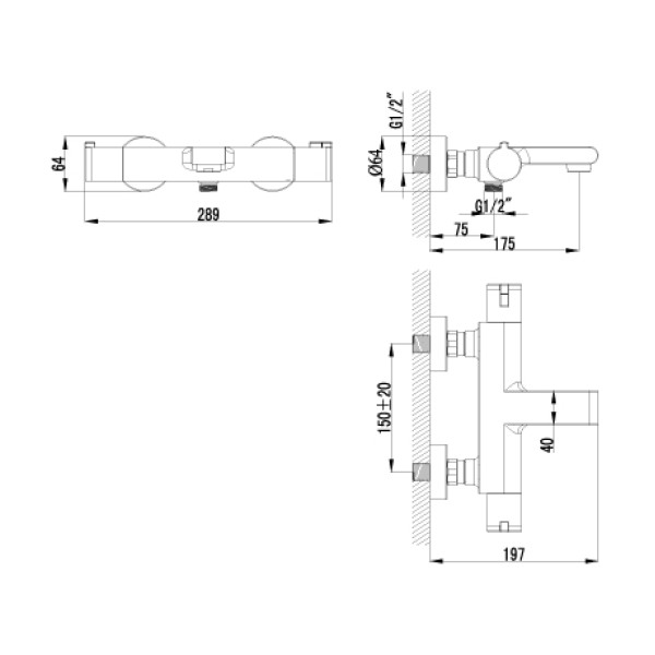 Смеситель термостатический для ванны и душа Lemark Yeti (LM7832C)