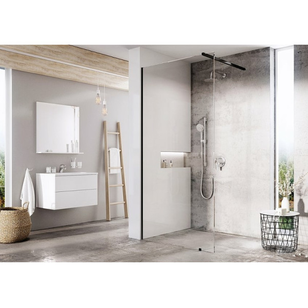 Душевое ограждение Ravak Walk-In Wall 80 80x200 стекло прозрачное, профиль черный (GW9W4030Z1)