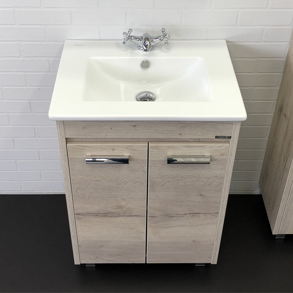 Тумба напольная Comforty Лиссабон 610x855x465 дуб темный матовый с раковиной (00-00001465)