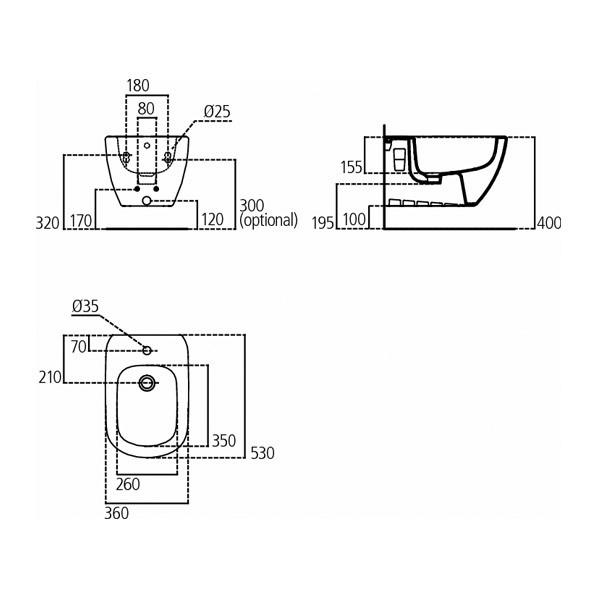 Биде подвесное Ideal Standard Tesi 360х530х300 (T355201)