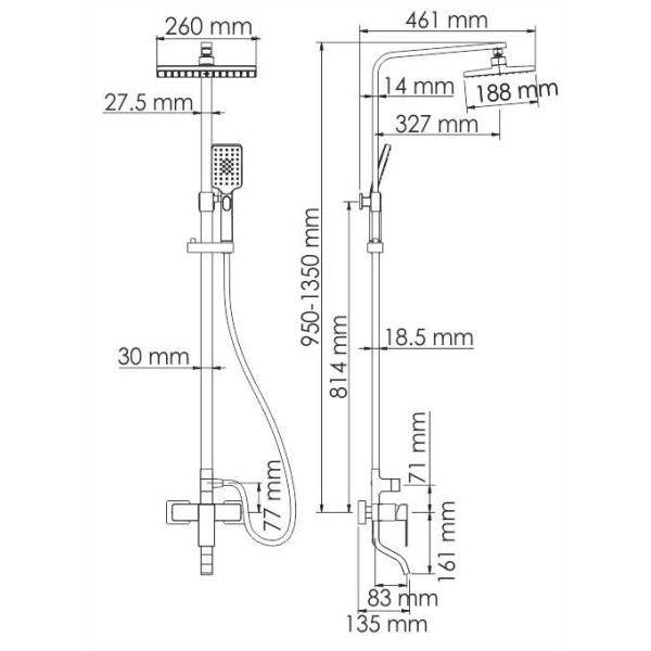 Душевая система WasserKRAFT  Хром (A16501)