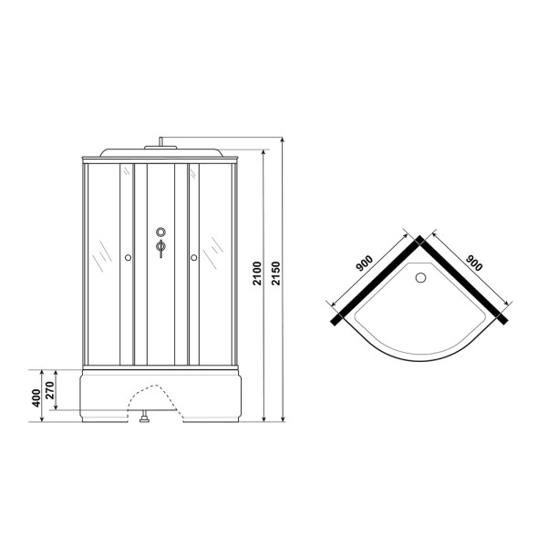 Душевая кабина Eco 90x90 стекло тонированное, профиль хром матовый (E90/40/TN)