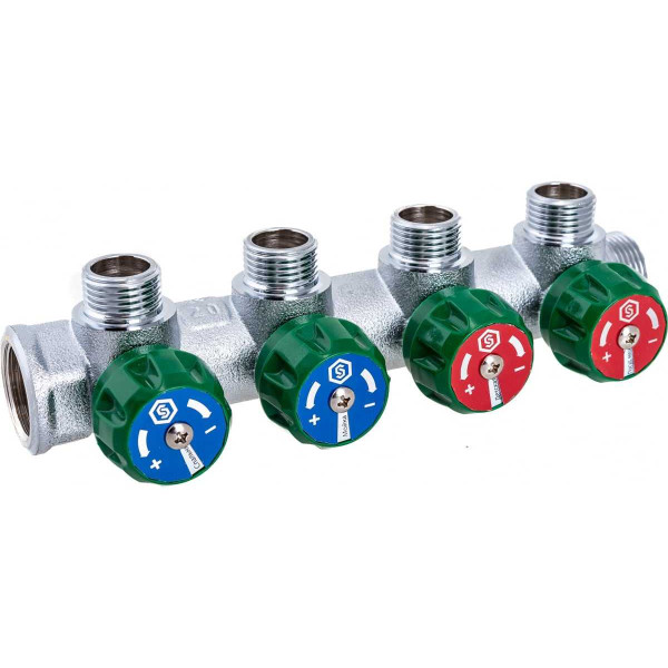 Коллектор 4 отвода регулируемый 3/4"x1/2" Stout (хром) (SMB-6849-341204) Коллектор 4 отвода регулируемый 3/4"x1/2" Stout (хром) (SMB-6849-341204)