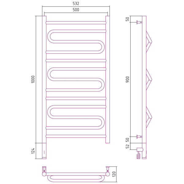 Полотенцесушитель электрический Сунержа Элегия 3.0 1000x500 МЭМ левый, золотой (03-5818-1050) Полотенцесушитель электрический Сунержа Элегия 3.0 1000x500 МЭМ левый, золотой (03-5818-1050)