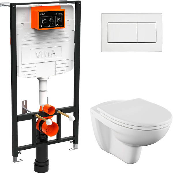 Комплект инсталляция с унитазом Vitra Normus L-box с клавишей глянцевый хром (9773B003-7206)