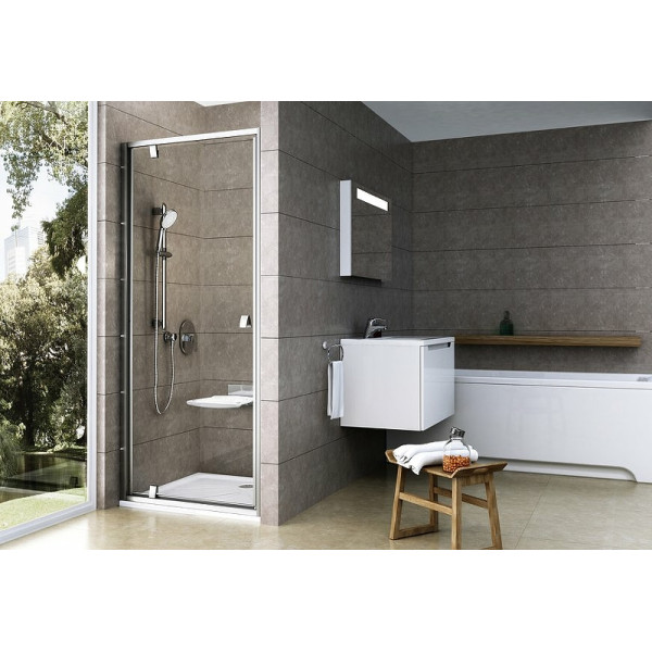 Дверь душевая Ravak Pivot 80x190 стекло прозрачное, профиль сатин (03G40U0Z1)