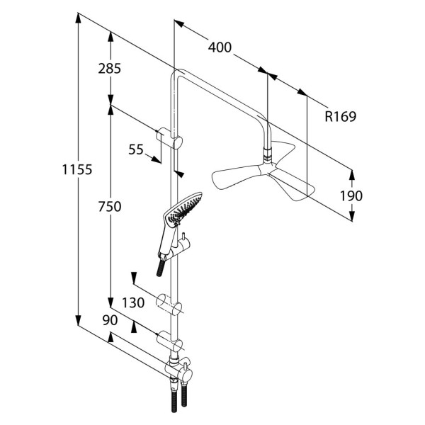 Гарнитур душевой Kludi Dual Shower System с душевой лейкой Fizz (6709305-00)