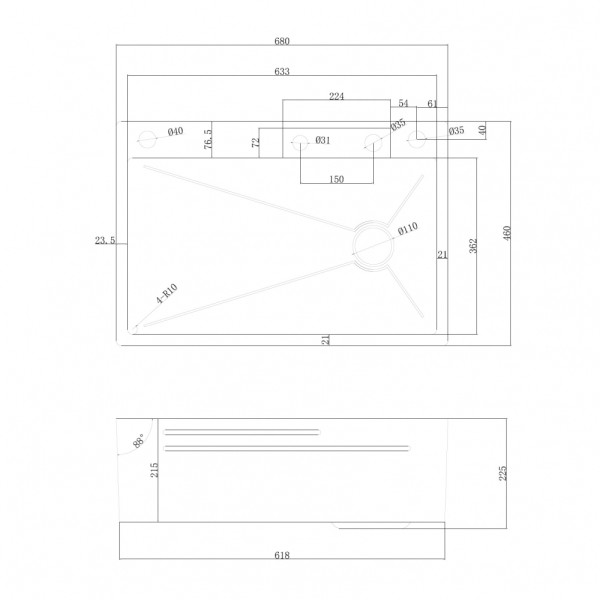 Кухонная мойка Abber Wasser Kreis 68x46 золото матовое (AF2194G)