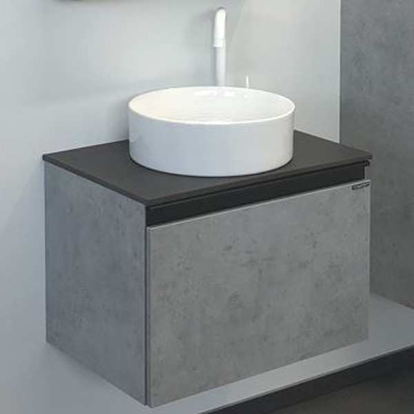 Тумба подвесная с раковиной Comforty Эдинбург 600x400x400 дуб светлый/черный (00-00002782)