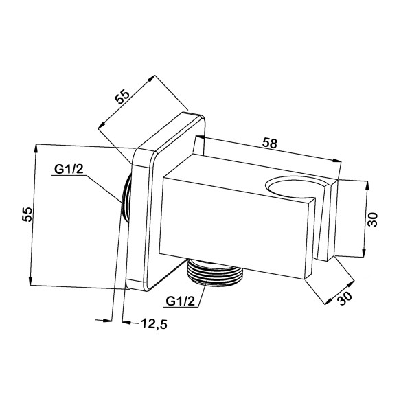 Подсоединение шланговое Swedbe Platta с держателем для лейки черный (5504B)