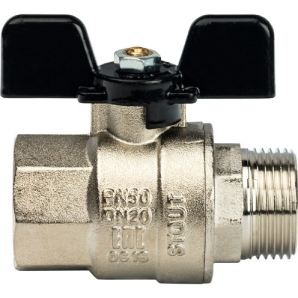 Кран 3/4" ВН шаровый Stout (черная бабочка, полнопроходной) SVB-0004-000020 Кран 3/4" ВН шаровый Stout (черная бабочка, полнопроходной) SVB-0004-000020