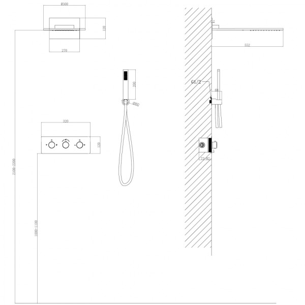 Душевая система Abber Wasser Kreis  хром (AF8151)