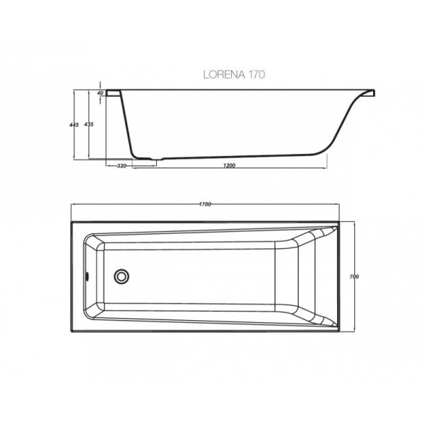 Ванна акриловая Cersanit Lorena 170х70 ультра белый (WP-LORENA*170-W)