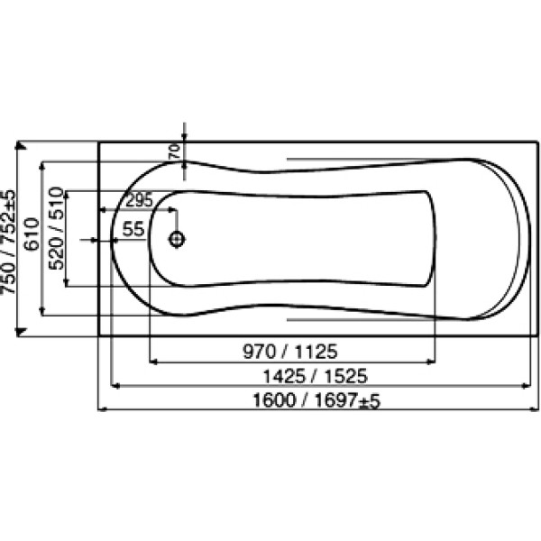 Ванна акриловая Roca Uno 160х75 (ZRU9302869)