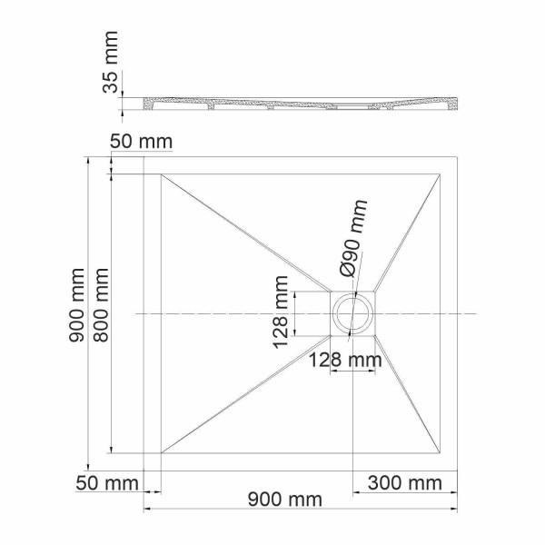 Душевой поддон Wasser Kraft Dill 90x90 (61T03)