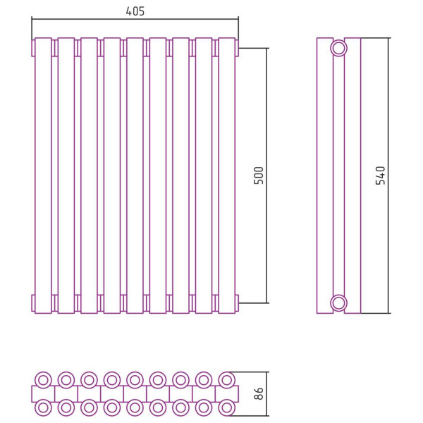 Дизайн-радиатор Сунержа Эстет-00 500*405 9 секций хром (00-0332-5009)