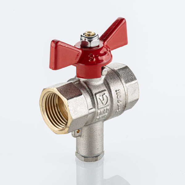 Кран 3/4" ВВ шаровый с патрубком под датчик температуры Valtec Base-ГОСТ (красная бабочка) VT.247S.N.05