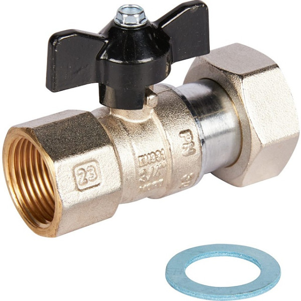 Кран 3/4"*1" ВВ шаровой с накидной гайкой Stout (черная бабочка) (SVB-0009-002025)